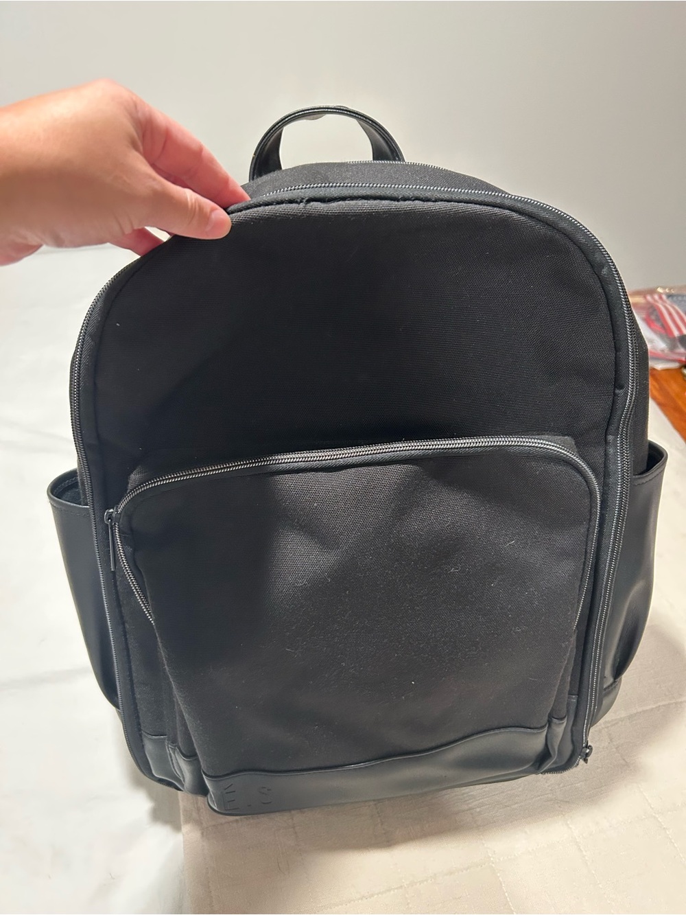 BEIS Black Compact Backpack with Front Pocket